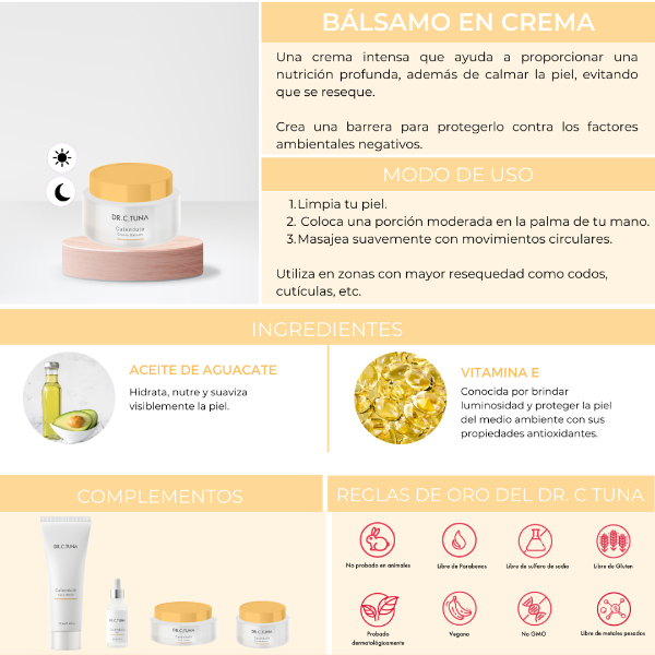 pack de cremas faciales a base de caléndula, bálsamo en crema